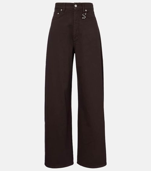 Siamese mid-rise denim wide-leg jeans