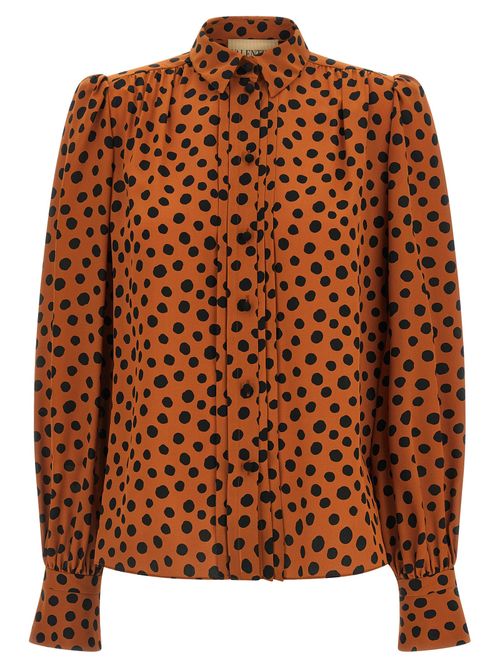 Polka-Dot Silk Crêpe de Chine Blouse — Orange