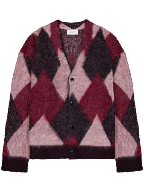 Argyle-pattern cardigan - Red