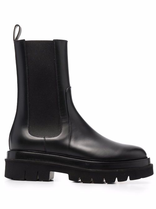 Chunky leather ankle boots - Black