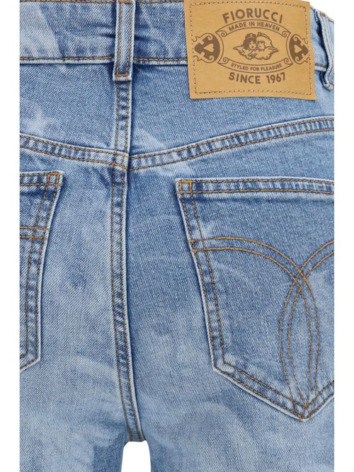 Angel-Print High-Rise Flare Jeans — Blue