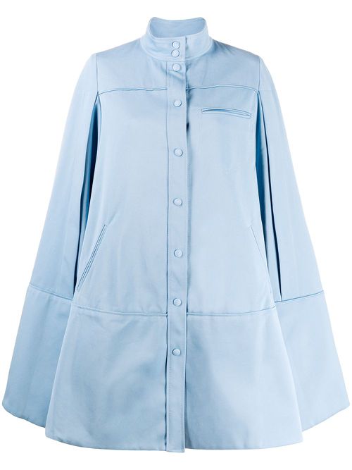 Cut-out sleeve flared coat - Blue