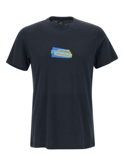 Graphic-print cotton T-shirt - Blue
