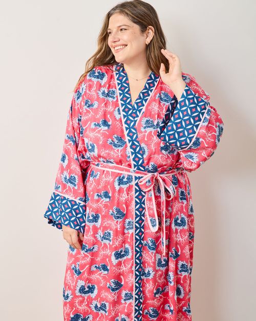 Ostrich Dance - Eco Satin Robe - Fancy Pink - Printfresh