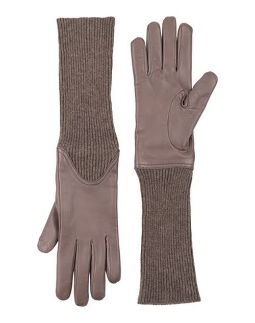 Woman Gloves Taupe Size L Cashmere, Lambskin