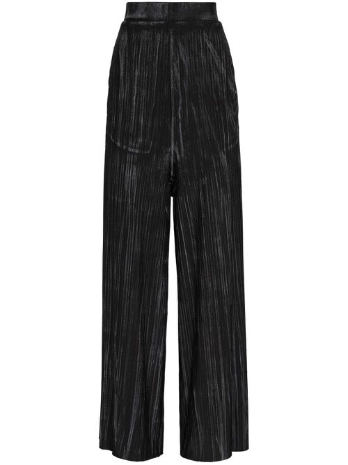 Textured wide-leg trousers - Black