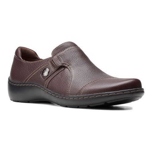 Clarks® Cora Poppy Women's Leather Shoes, : , Dark Brown Tumbled