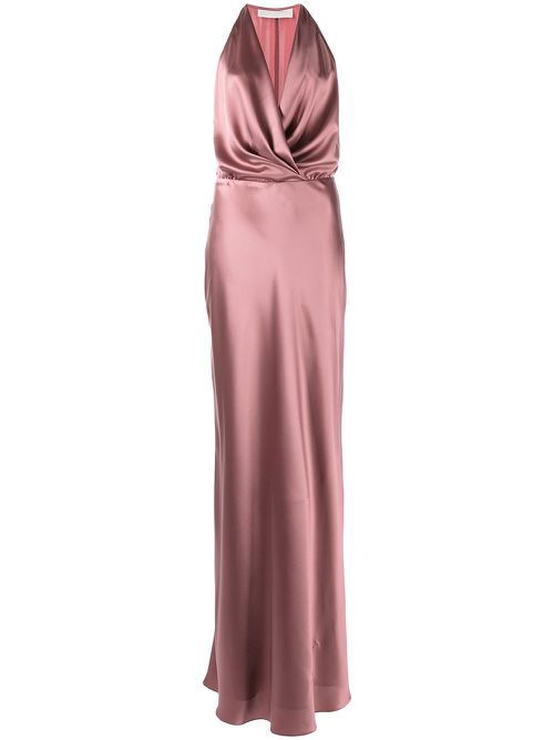 Draped-detail halterneck gown - Pink