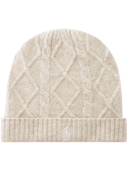 Cable-knit cashmere beanie - Neutrals
