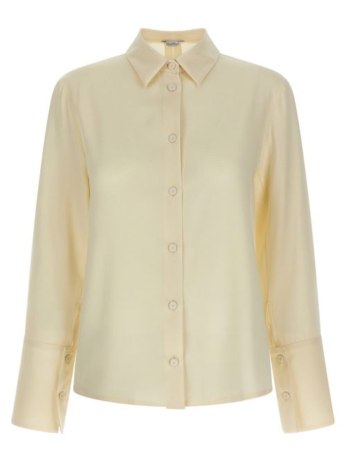Stretch Silk Crêpe de Chine Shirt — Cream