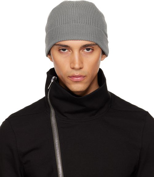 Gray Temple Ribbed Beanie