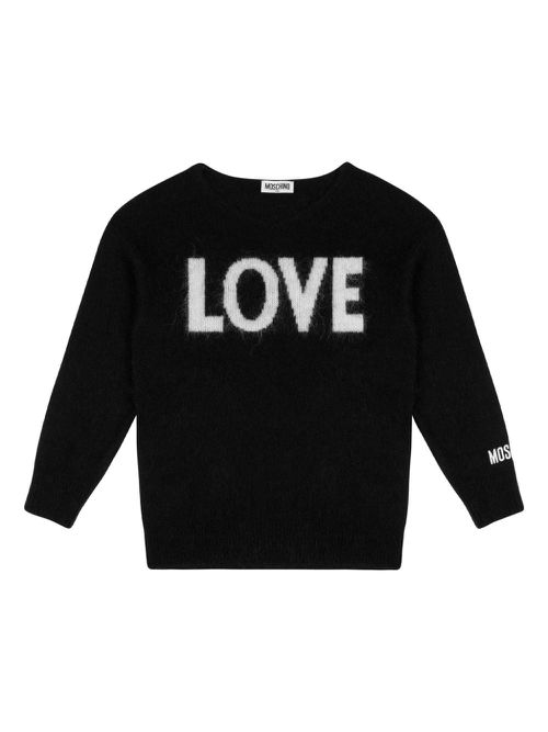 Intarsia-knit logo jumper - Black
