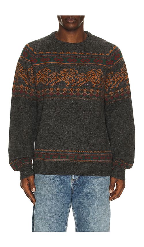 Faherty Donegal Crew Neck Sweater in Charcoal Coast Fairisle. M also in S, L, XL/1X