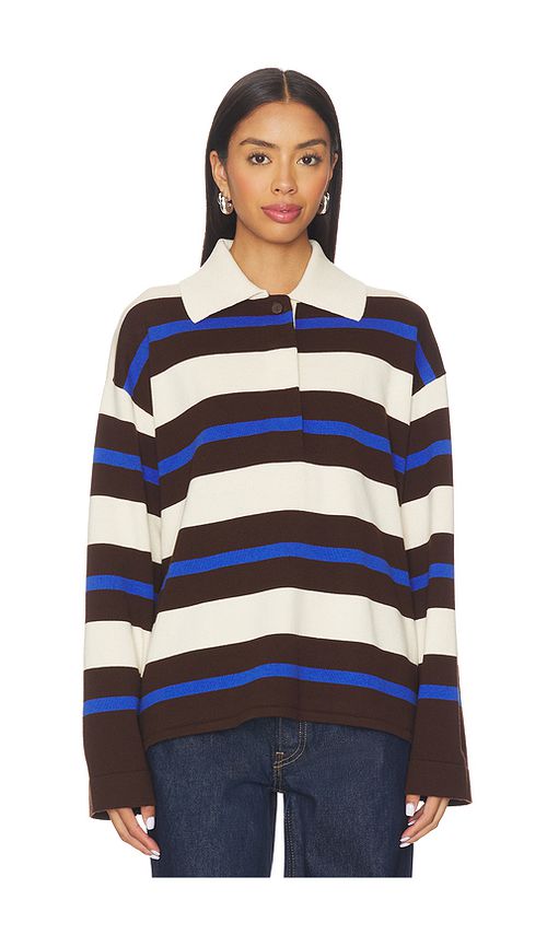 ALIGNE Ester Merino Rugby Top in Cream,Chocolate. S. Also in L
