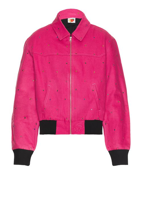 Sky High Farm Workwear Studded Work Jacket Woven in Pink - Rose.  XL/1X also in