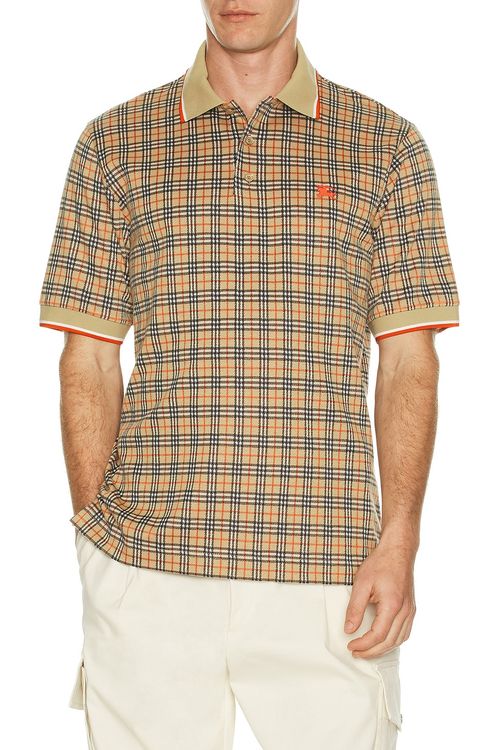 Burberry Pelham Check Polo in Sand Ip Check - Brown. L also in M, XL/1X, XXL/2X