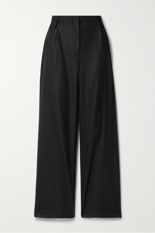 The Ren Pleated Wool-twill Straight-leg Pants - Black