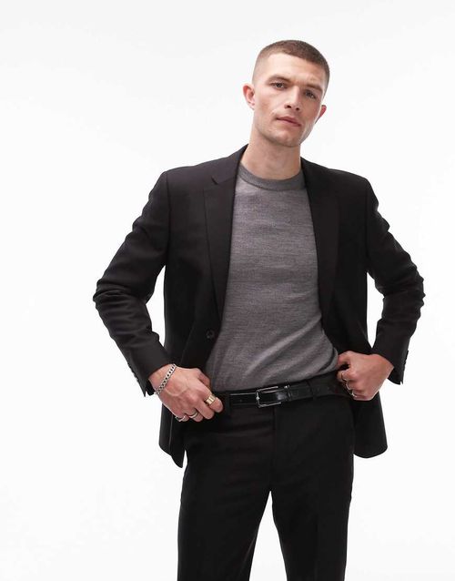 Topman skinny suit jacket in black