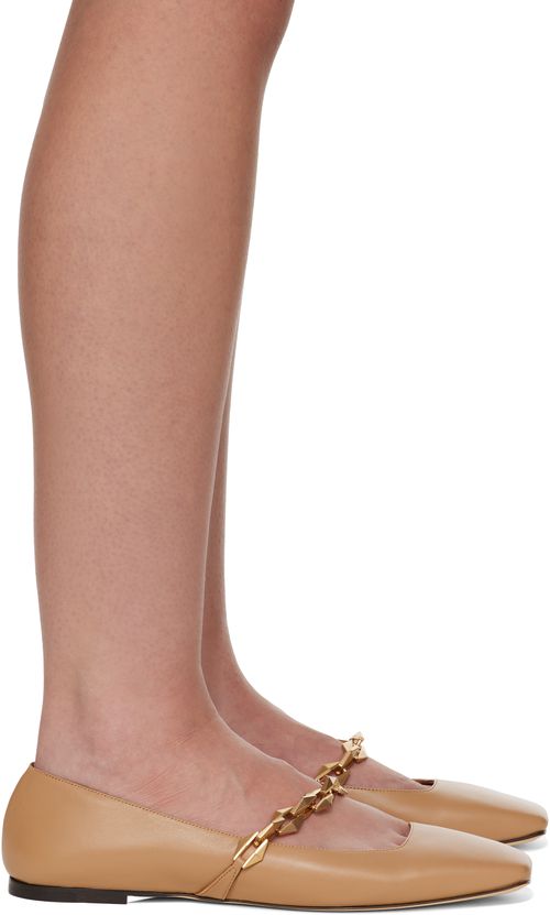 Jimmy Choo Tan Diamond Tilda Ballerina Flats