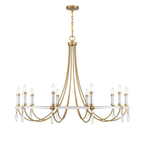 Mayfair 10-Light Chandelier in Warm Brass and Chrome