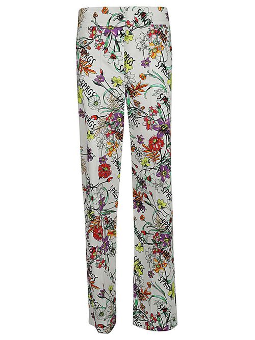 White Printed Cotton Trousers