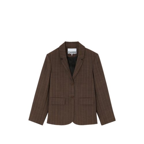 Pinstriped Wool Blazer
