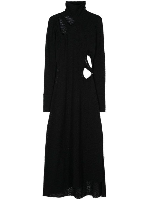 Floral-embroidery dress - Black