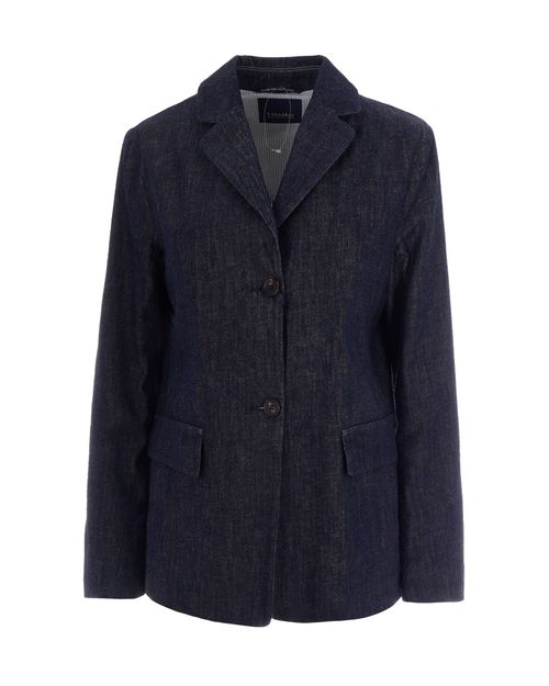 Garment-Washed Stretch Cotton Jacket — Navy