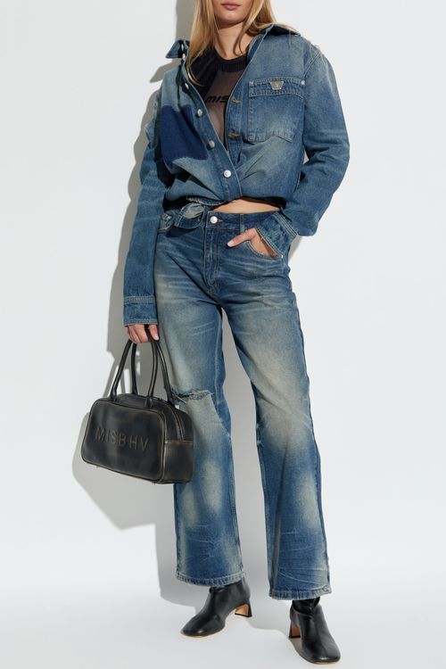Jeans With Logo, Women's, Navy Blue