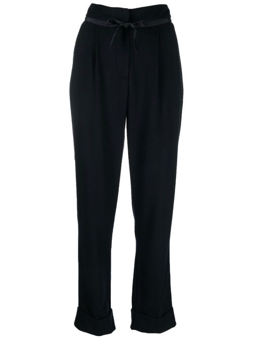Pleat-straight leg trousers - Blue
