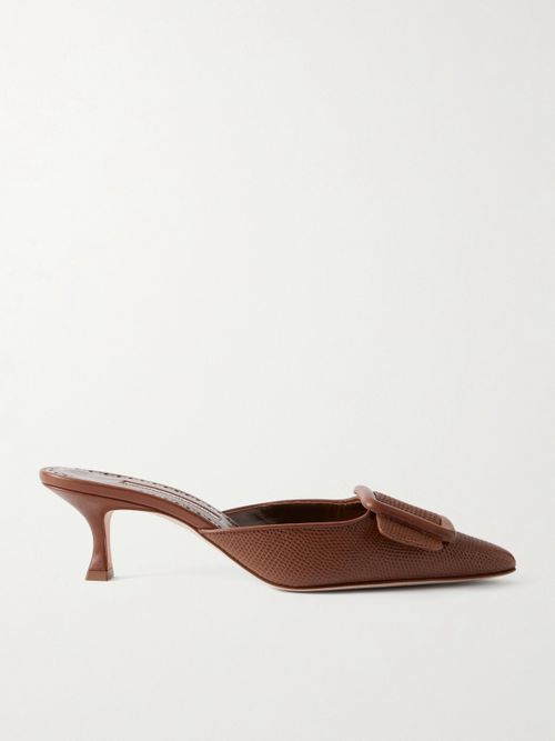 Maysalebi 50 Lizard-effect Leather Mules - Brown