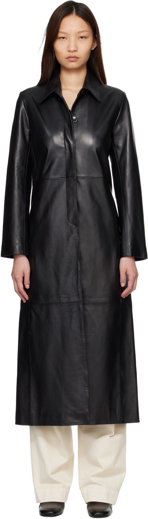 Black Gotham Leather Coat