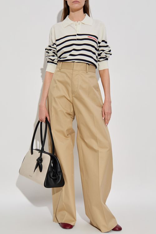 Creased Trousers, Women's, Beige