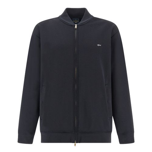 Zip‑up sweatshirt in Active Fleece cotton, Man, Blue Nights-gold