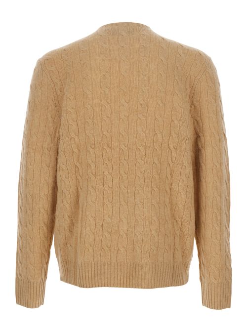 Cable-Knit Wool-Cashmere Sweater — Beige