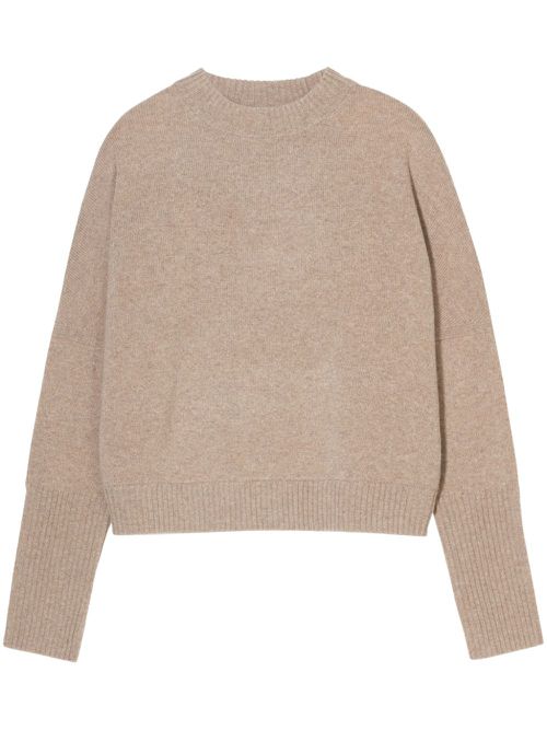 Crew-neck cropped sweater - Neutrals