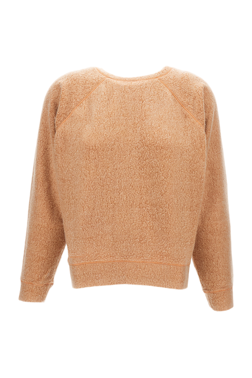 Cropped Brown Crew Neck Jumper With Textured Finish