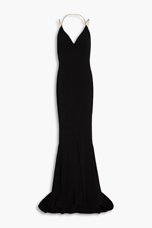 Valentina chain-embellished jersey gown - Black - XL
