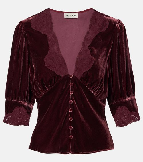 Amanda lace-trimmed velvet top