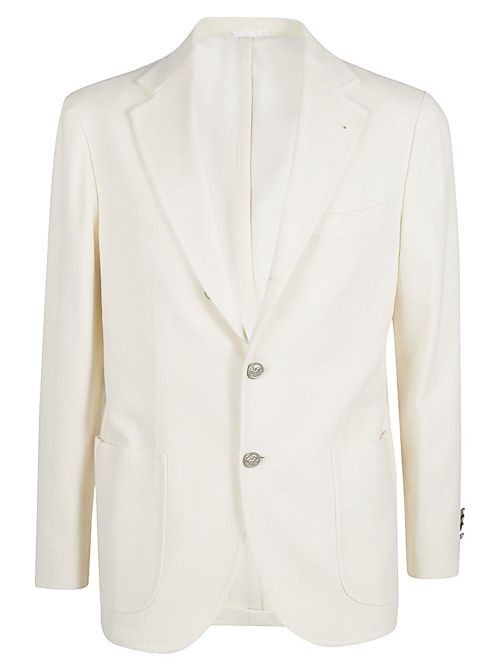 Single-Breasted Wool Blazer — Cream
