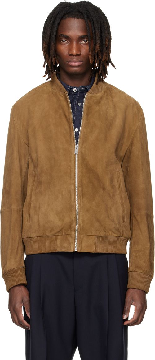 Brown Regular-Fit Suede Jacket