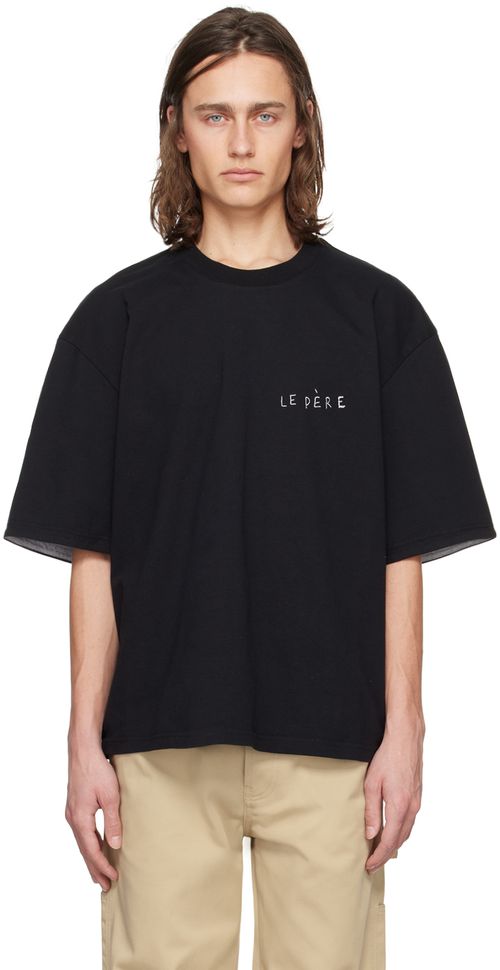Le PÈRE Black Double Sleeve T-Shirt