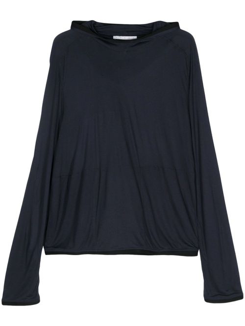 Fine-knit hoodie - Blue