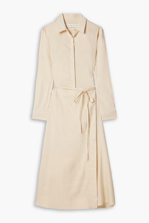 Lato linen-blend midi wrap dress - Neutral - US 4