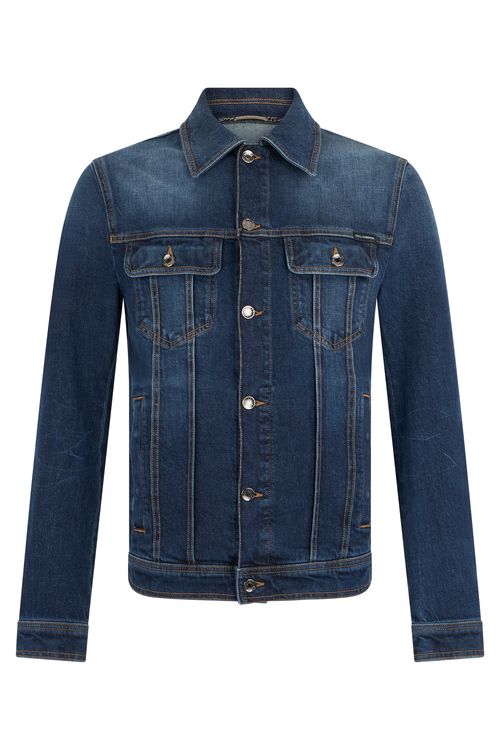 Classic Fit Denim Shirt Jacket with Button Cuffs and Side Pockets