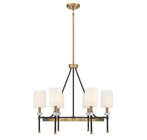 Tivoli 6-Light Chandelier in Matte Black with Warm Brass Accent