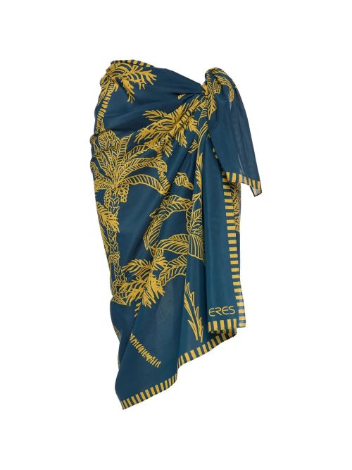 Jungle Palm-Print Sarong — Teal