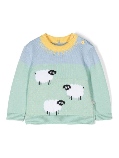 Sheep-motif jumper - Green