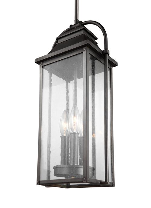 Visual Comfort Studio Wellsworth 3-Light Outdoor Hanging Light in Antique Bronze by Sean Lavin