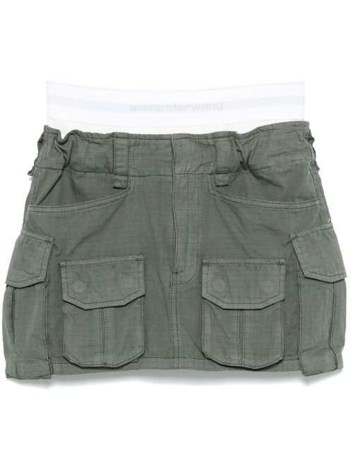 Logo-waistband mini skirt - Green